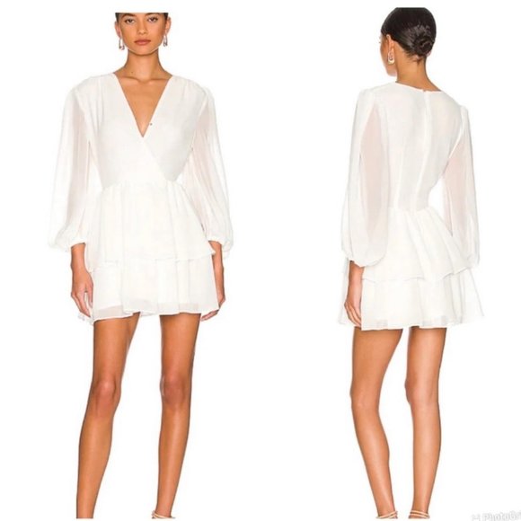 Bardot Dresses & Skirts - Bardot Size 4 Mala Long Sleeve Tiered Mini Dress in Orchid White NWT